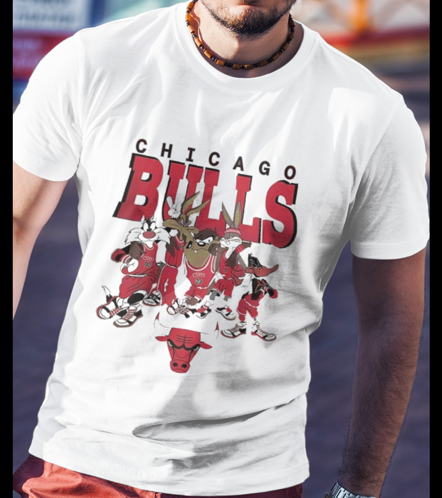 Chicago Bulls Looney Tunes NBA Basketball Characters Collab T-Shirt