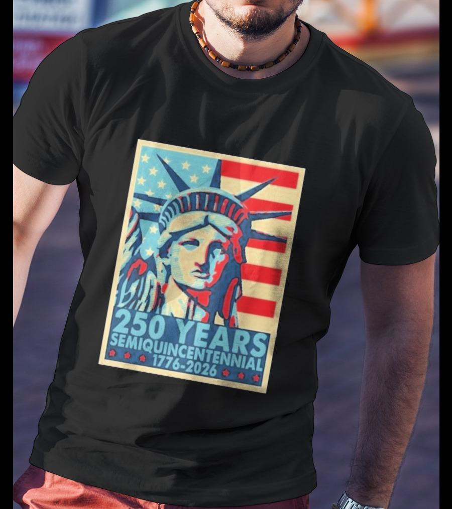250 Years 1776 2026 Lady Liberty Semiquincentennial With American Flag T-Shirt