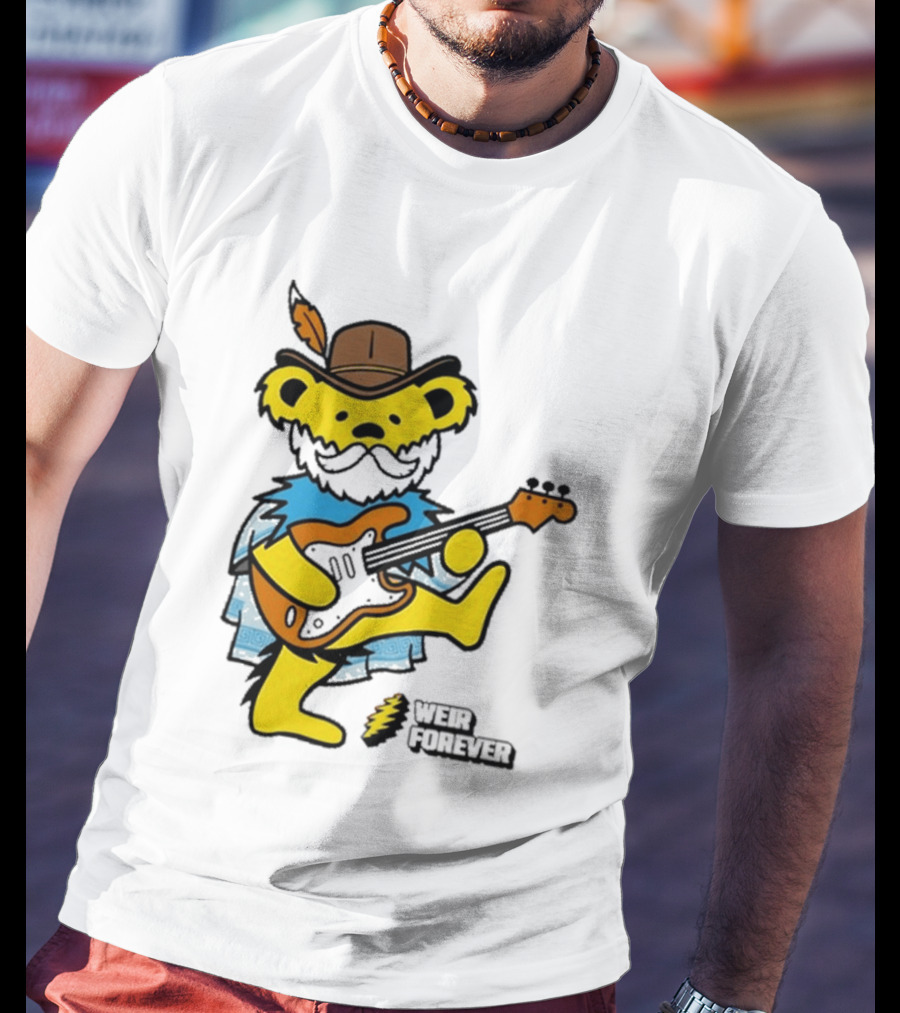 Weir Forever Blue Bear Playing Guitar T-Shirt