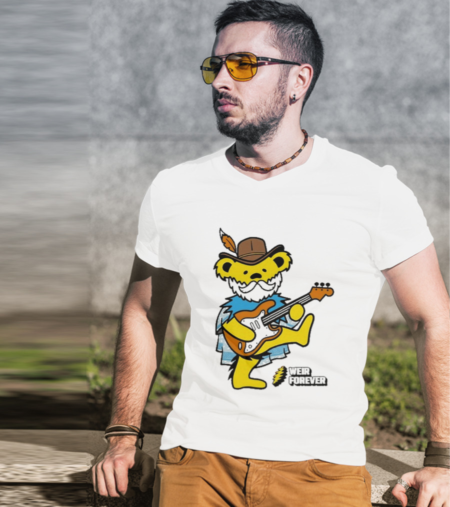 Weir Forever Blue Bear Playing Guitar T-Shirt