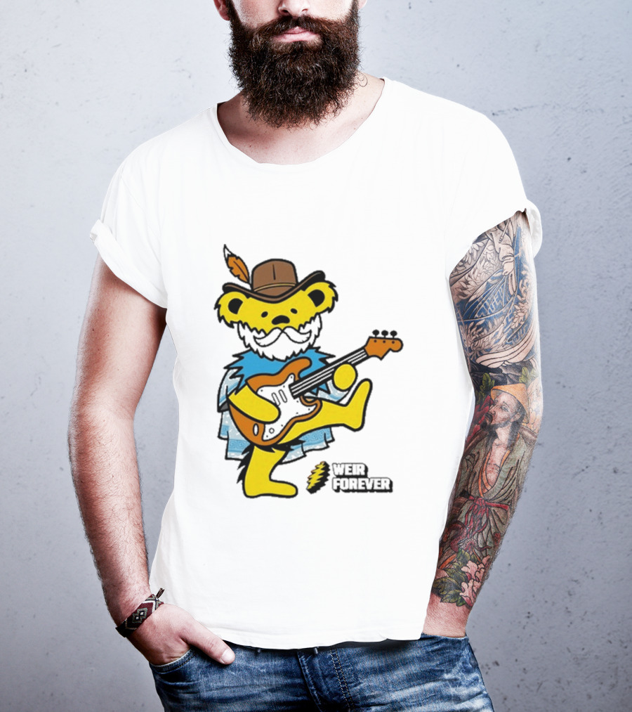 Weir Forever Blue Bear Playing Guitar T-Shirt