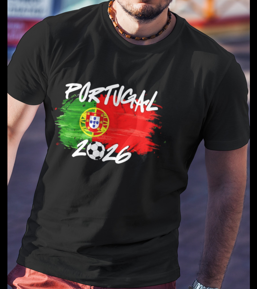 Portugal 2026 Flag With Soccer Ball Paintbrush T-Shirt
