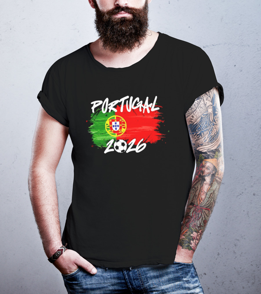 Portugal 2026 Flag With Soccer Ball Paintbrush T-Shirt