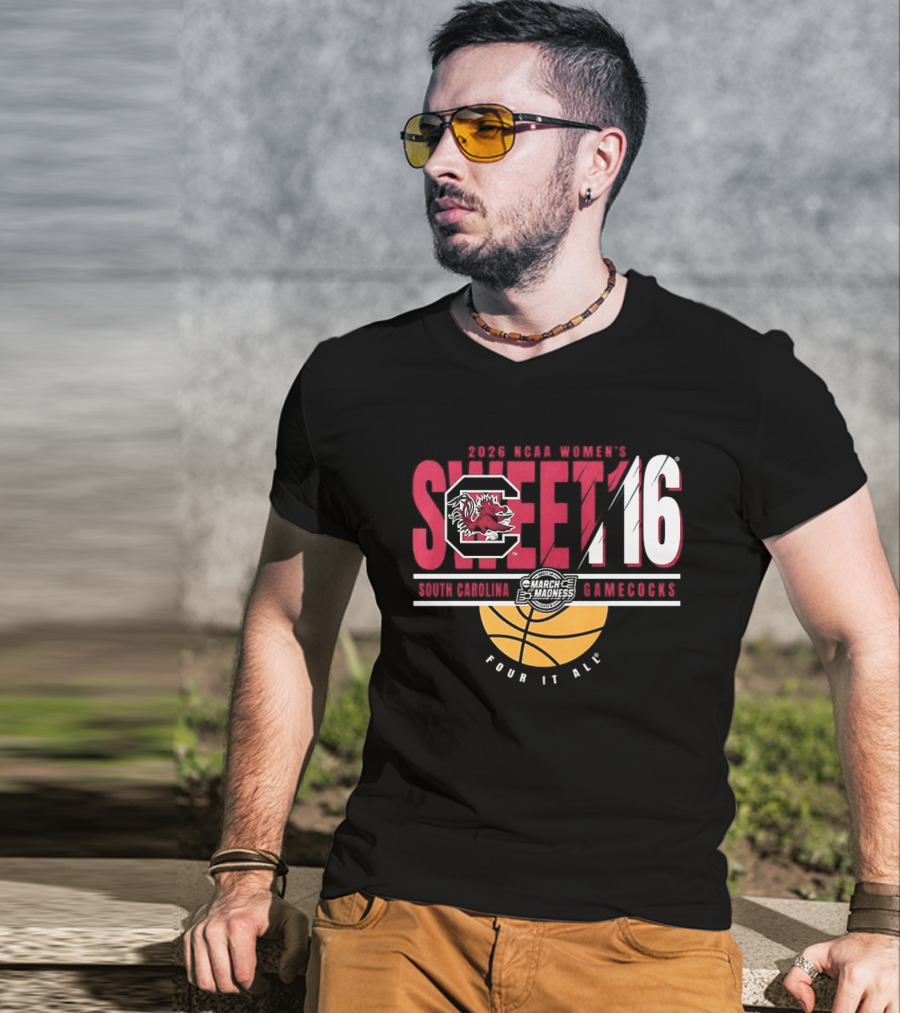 South Carolina Gamecocks NCAA Women's Basketball 2026 Sweet 16 Four It All Basketball T-Shirt