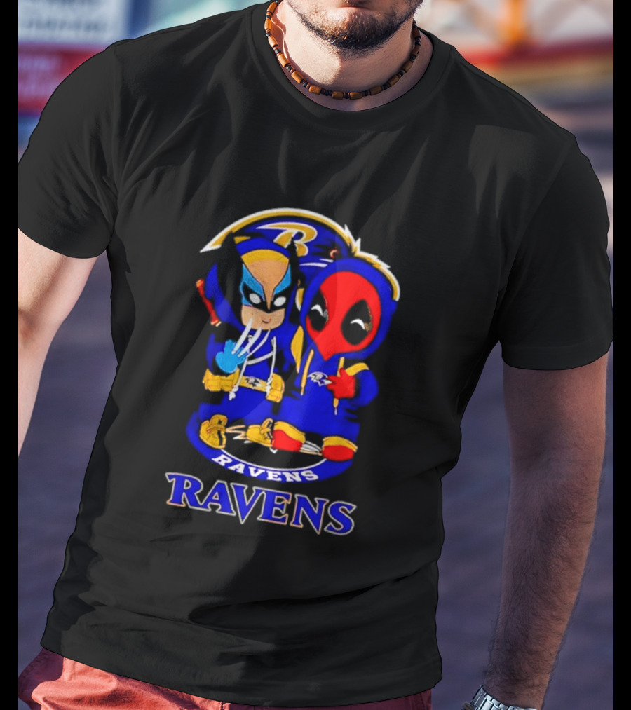 Baltimore Ravens Marvel Wolverine Deadpool True Friends Fan Gear T-Shirt