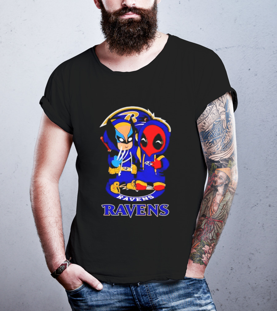 Baltimore Ravens Marvel Wolverine Deadpool True Friends Fan Gear T-Shirt