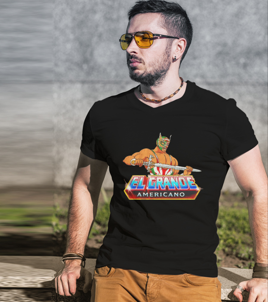 El Grande Americano Luchador King Of Kings Masked Wrestler With Sword T-Shirt