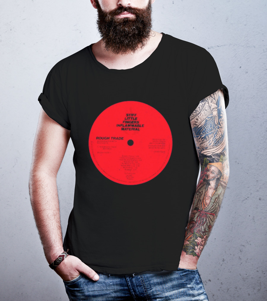Stiff Little Fingers Inflammable Material Rough Trade Im Record T-Shirt