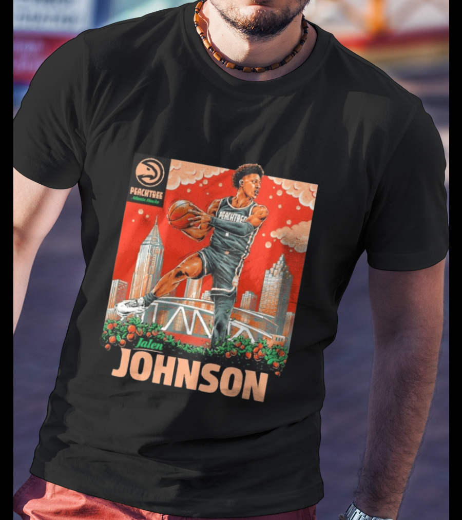 Atlanta Hawks Jalen Johnson Peachtree Skyline Basketball T-Shirt