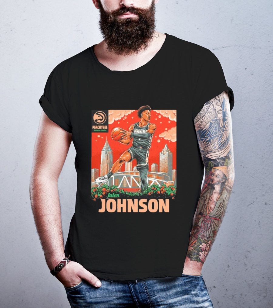 Atlanta Hawks Jalen Johnson Peachtree Skyline Basketball T-Shirt
