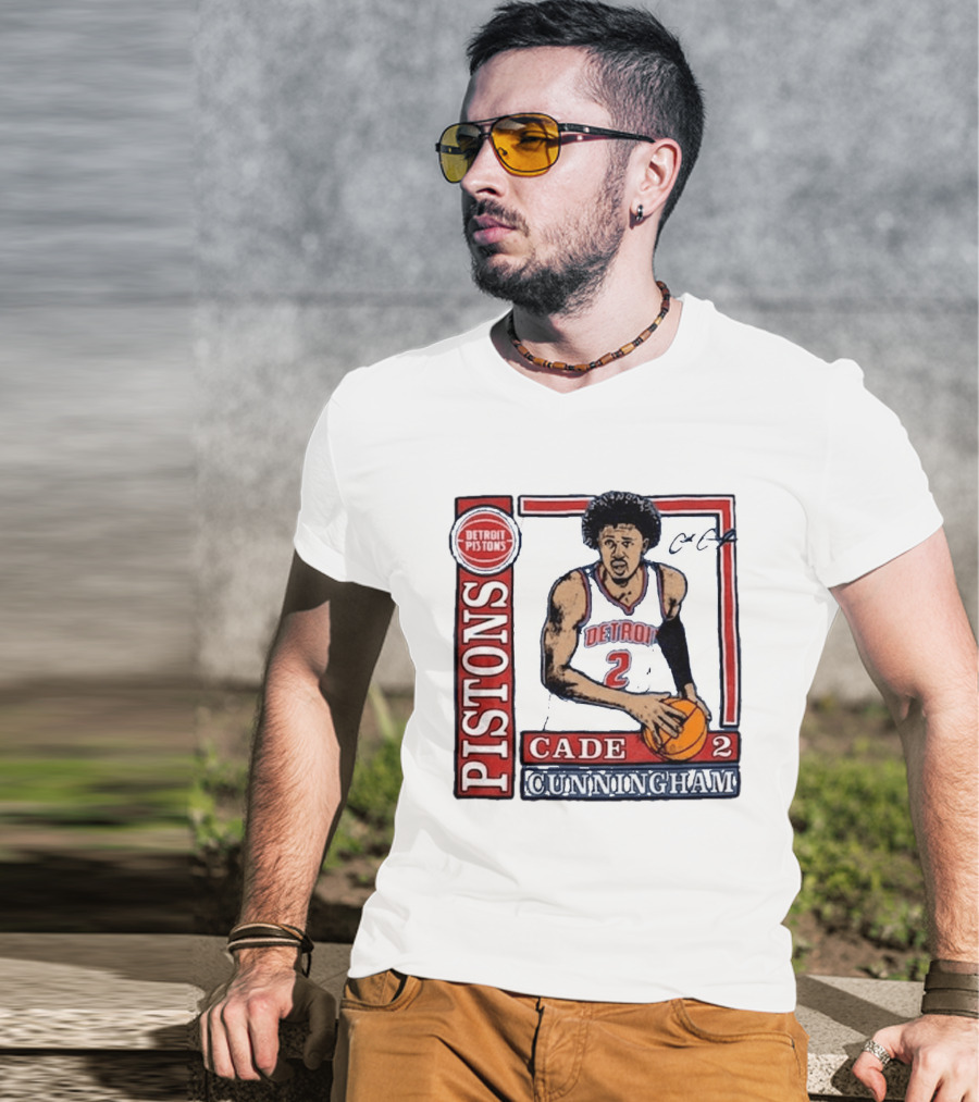 Detroit Pistons Cade Cunningham Basketball Number 2 T-Shirt