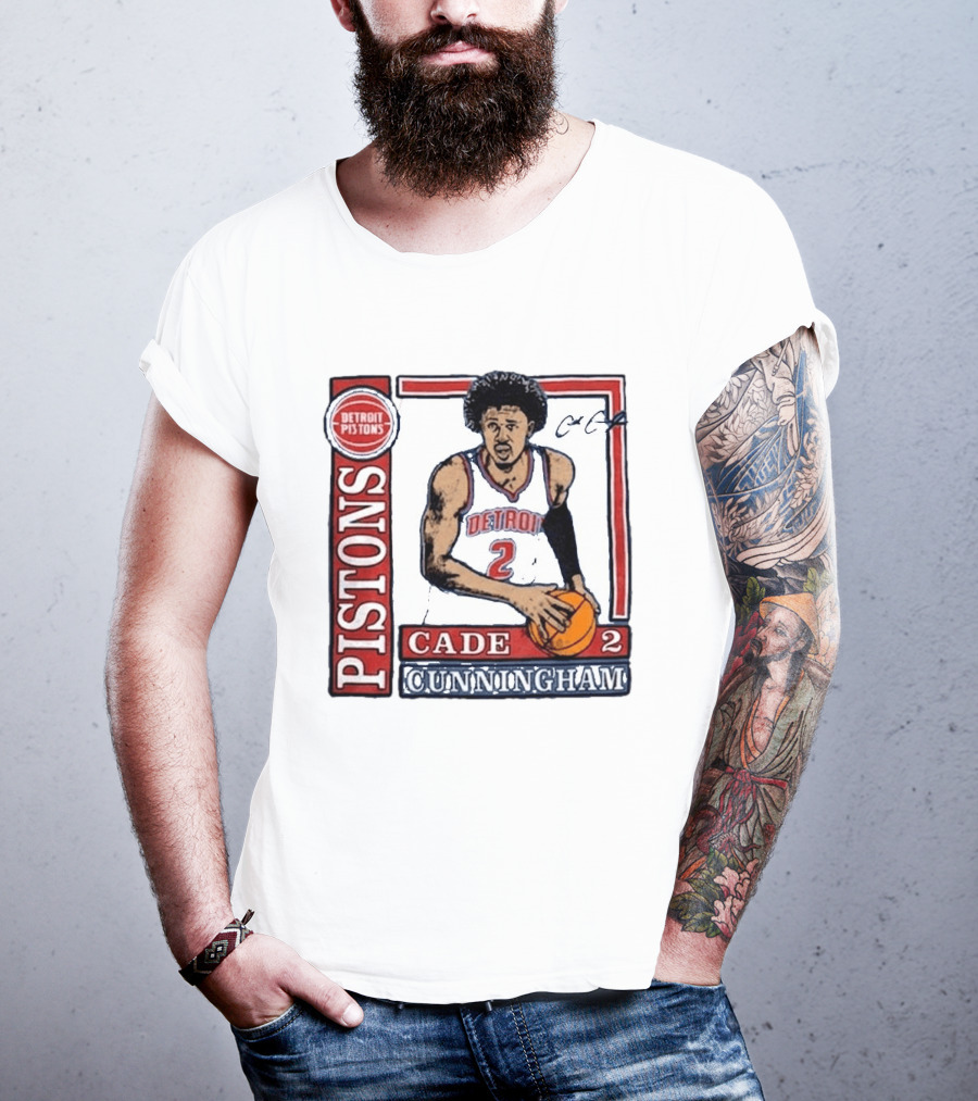 Detroit Pistons Cade Cunningham Basketball Number 2 T-Shirt