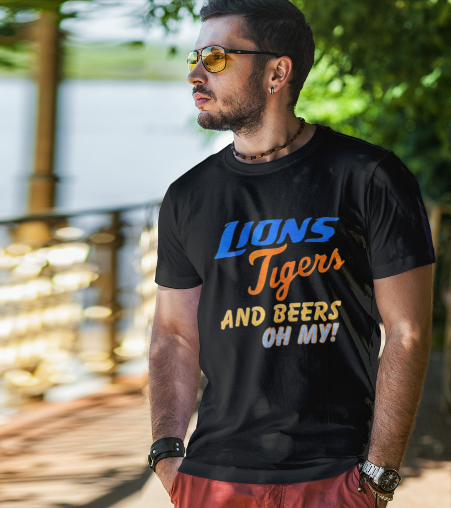 Lions Tigers And Beers Oh My Halloween Sports Fan T-Shirt