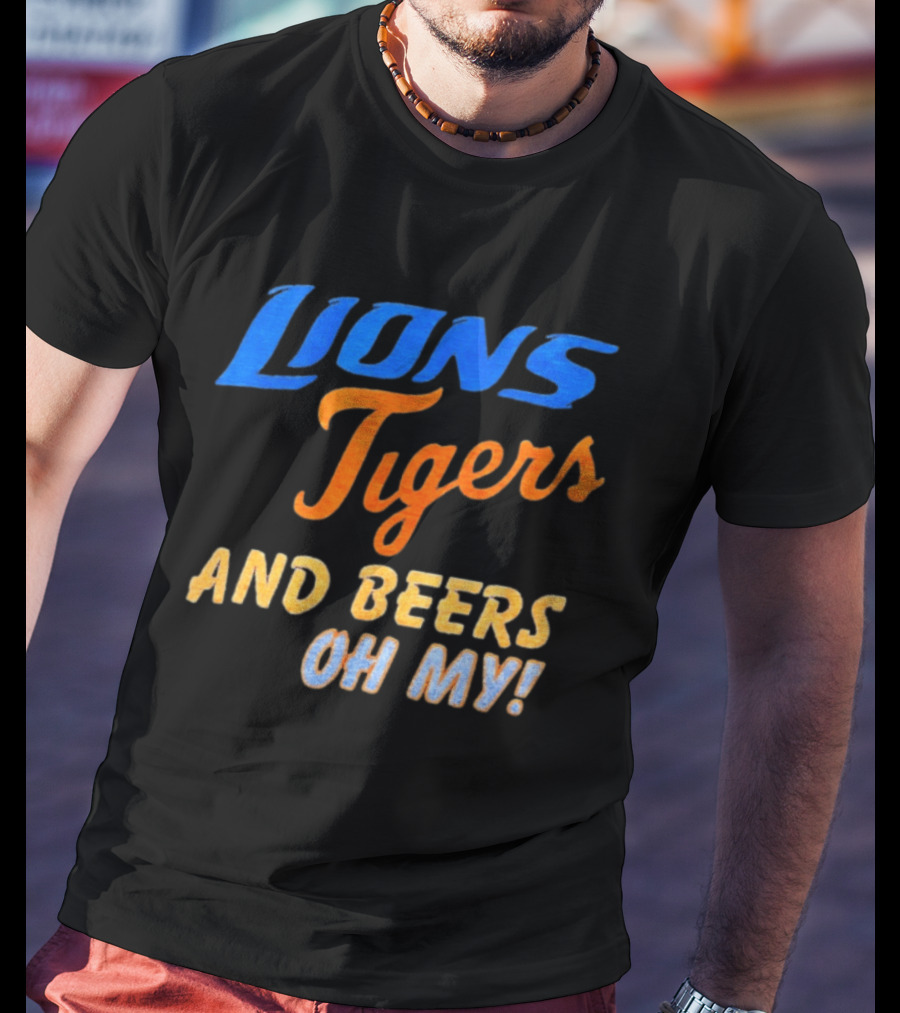 Lions Tigers And Beers Oh My Halloween Sports Fan T-Shirt