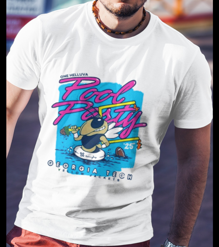 Georgia Tech Yellow Jackets Pool Party Buzz Drinking Summer Vibes T-Shirt