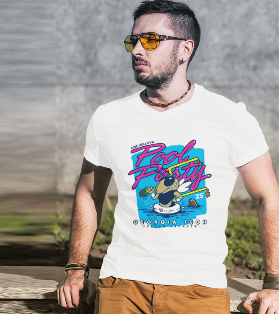 Georgia Tech Yellow Jackets Pool Party Buzz Drinking Summer Vibes T-Shirt