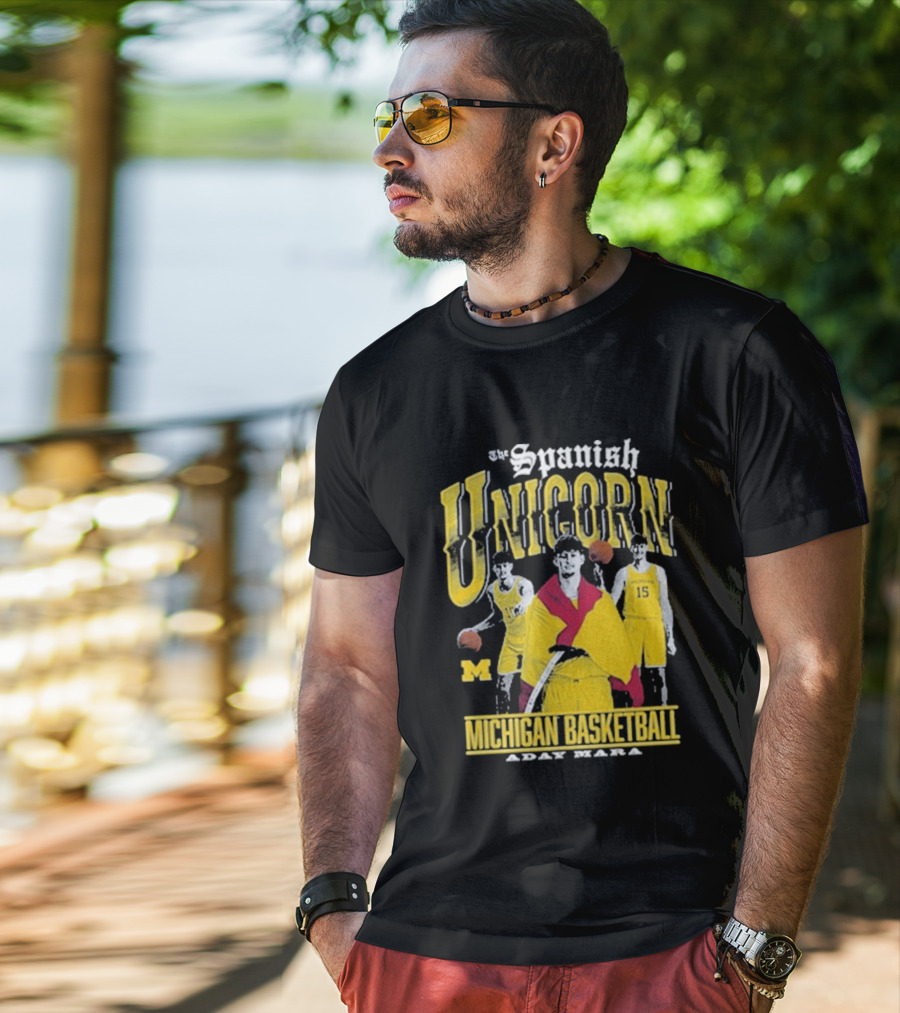 Spanish Unicorn Michigan Basketball Aday Mara Players With Basketball T-Shirt