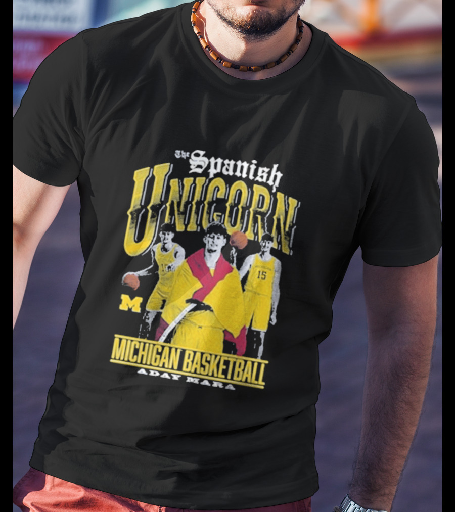 Spanish Unicorn Michigan Basketball Aday Mara Players With Basketball T-Shirt