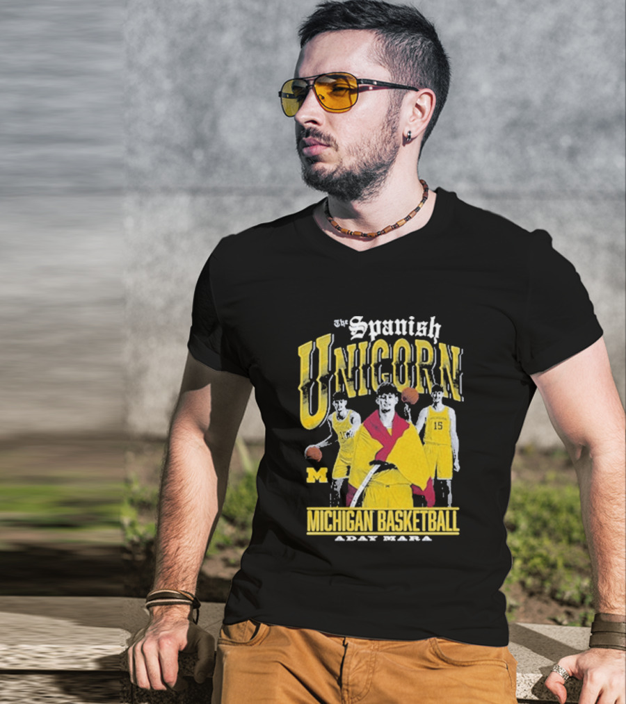 Spanish Unicorn Michigan Basketball Aday Mara Players With Basketball T-Shirt
