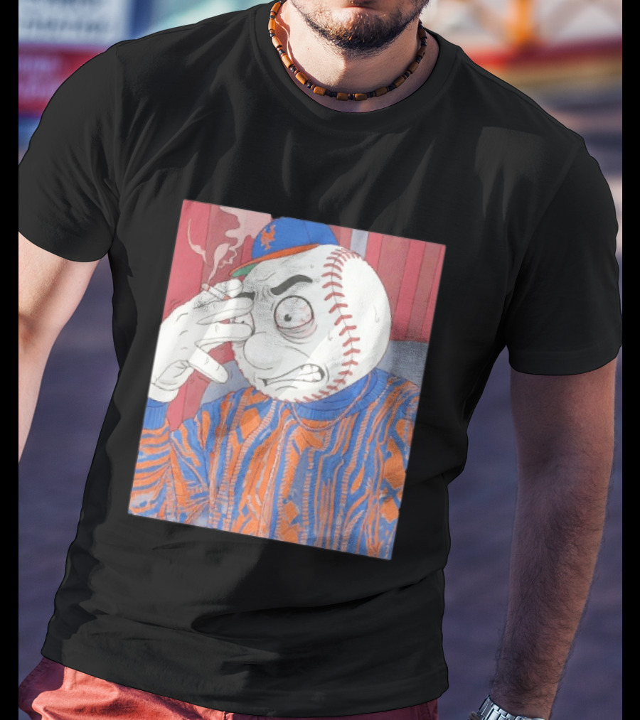 Mr. Met Stressed Smoking New York Mets Baseball Fan T-Shirt
