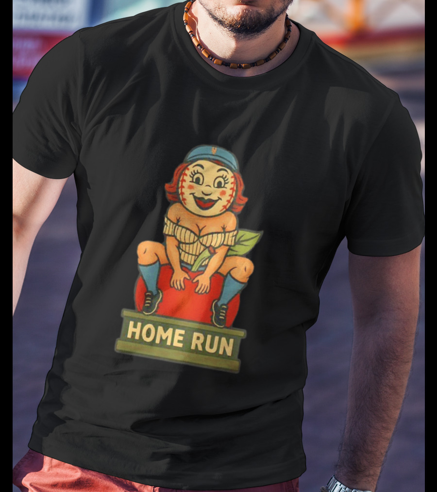 Mrs Met Home Run New York Mets Vintage Baseball Pin Up T-Shirt