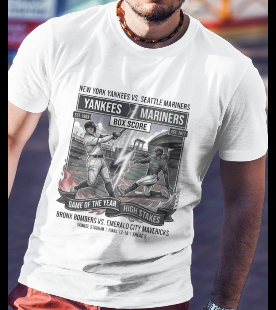 New York Yankees Seattle Mariners Box Score Game Of The Year T-Shirt