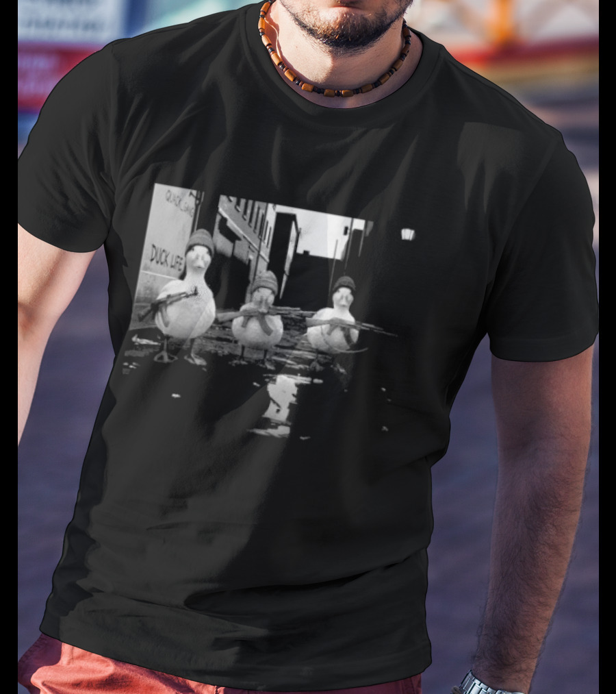 Quack Gang Duck Life Street Scene With Armed Ducks T-Shirt