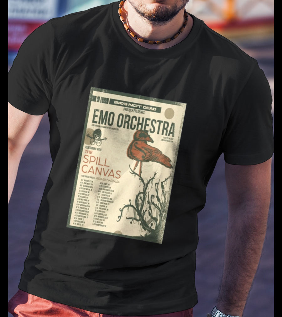 Emo Orchestra USA Tour 2026 With The Spill And Greywind Tour Dates T-Shirt