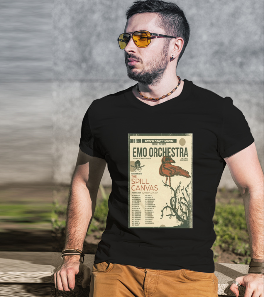 Emo Orchestra USA Tour 2026 With The Spill And Greywind Tour Dates T-Shirt