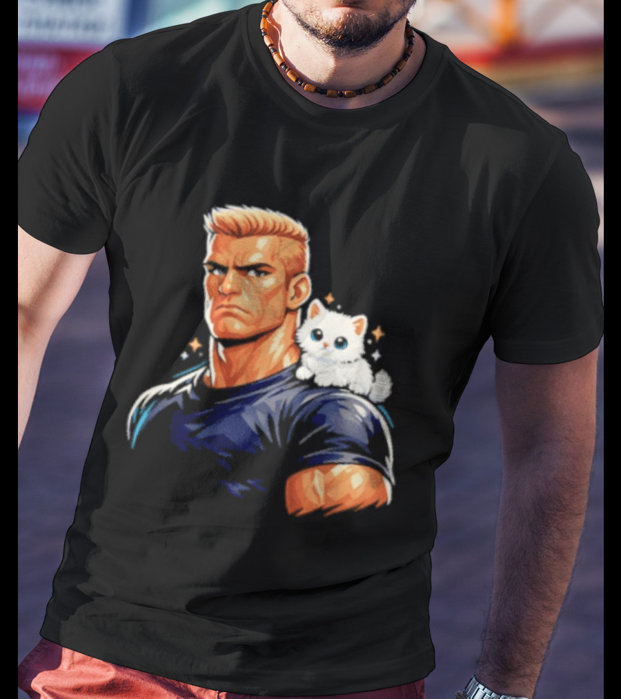 GigaChad With Tiny Cat Meme Buff Aesthetic T-Shirt