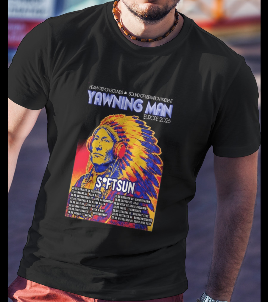 Heavy Psych Sounds Yawning Man Softsun Europe 2026 Tour T-Shirt