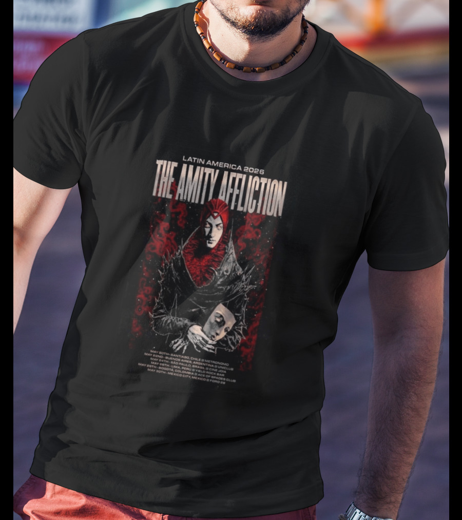The Amity Affliction Latin America 2026 Tour Santiago Buenos Aires Sao Paulo Lima Bogota Mexico City T-Shirt