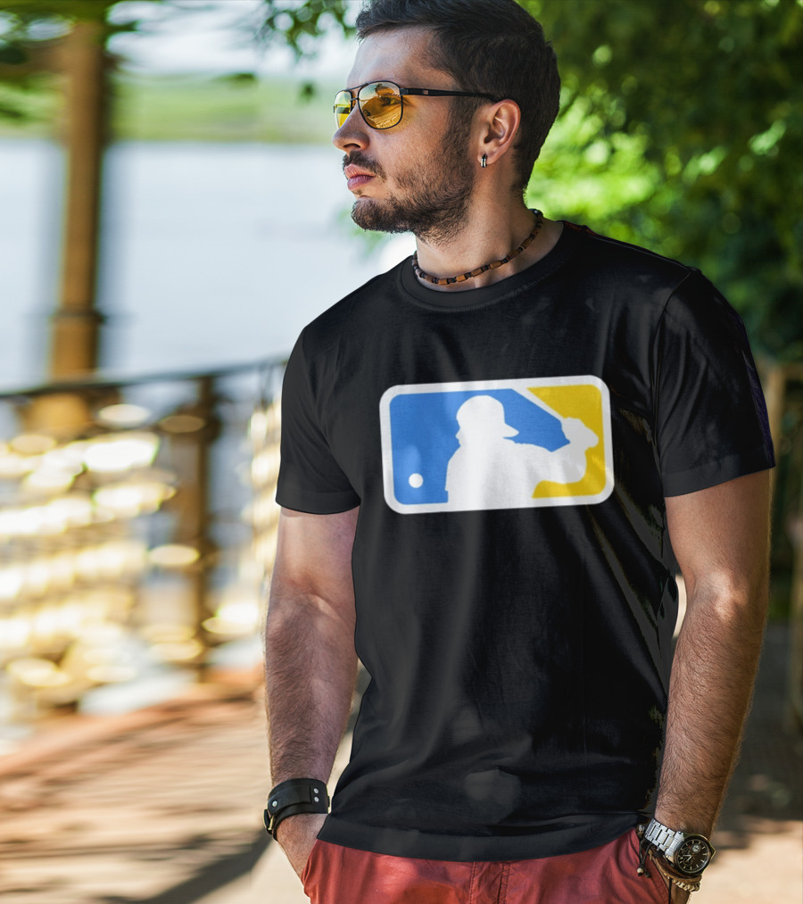 MLB The Kid Batter Silhouette Blue Yellow T-Shirt