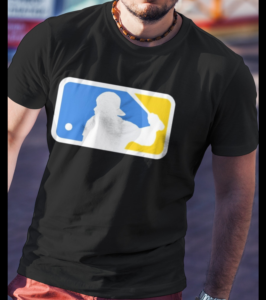 MLB The Kid Batter Silhouette Blue Yellow T-Shirt