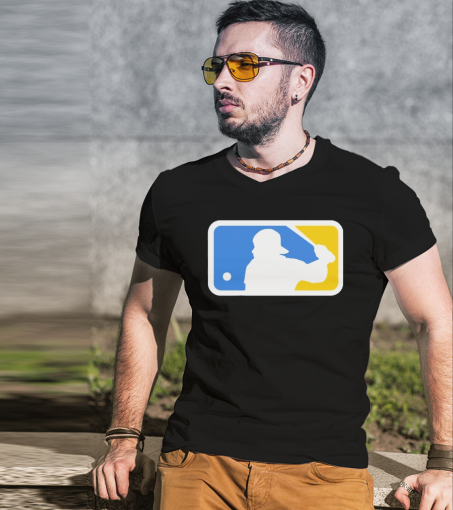 MLB The Kid Batter Silhouette Blue Yellow T-Shirt