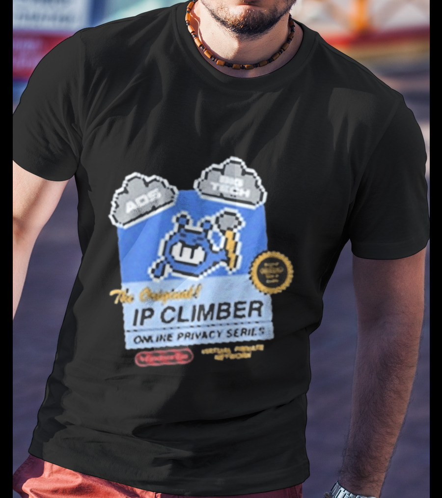 The Original IP Climber Online Privacy Series Retro Tech AOS Pixel Gaming T-Shirt