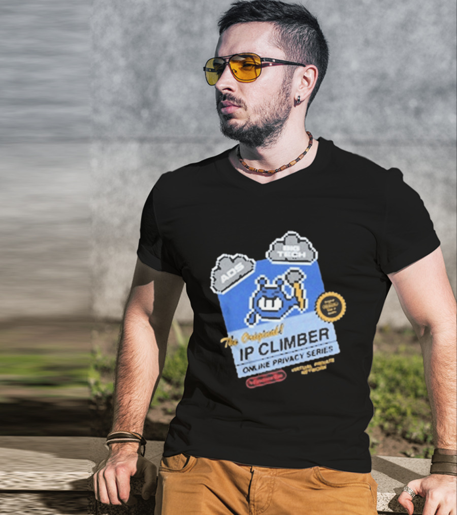 The Original IP Climber Online Privacy Series Retro Tech AOS Pixel Gaming T-Shirt