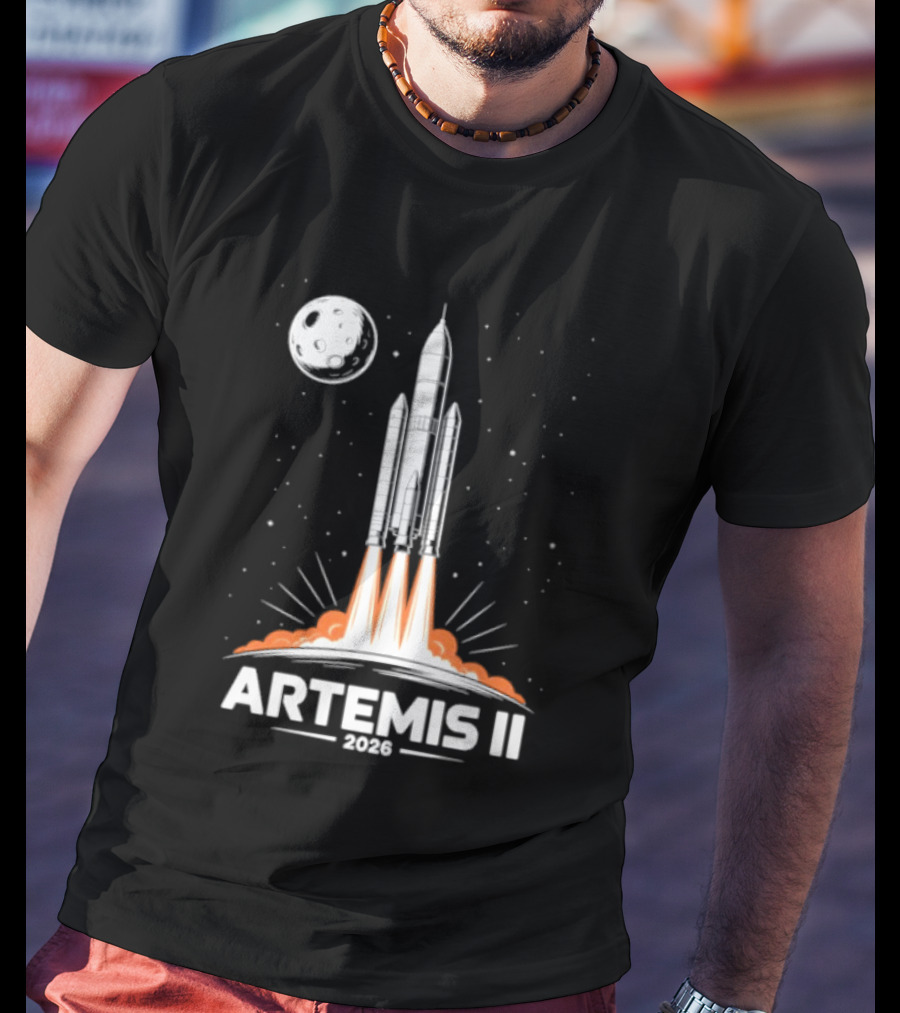 Artemis II 2026 Rocket Launch To The Moon With Spacecraft And Moon T-Shirt