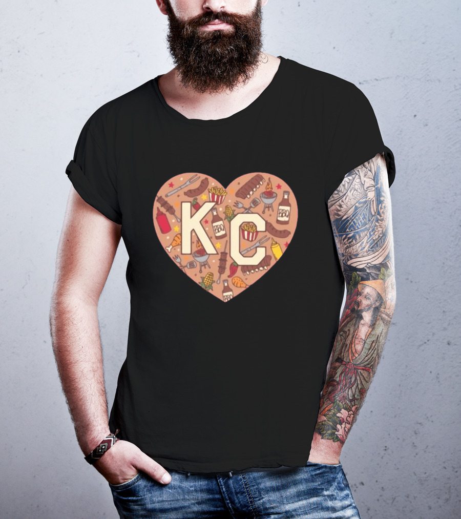 KC Heart BBQ With Grills Ribs And Sauce T-Shirt