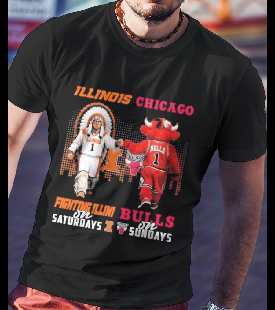 Illinois Fighting Illini On Saturdays Chicago Bulls On Sundays T-Shirt