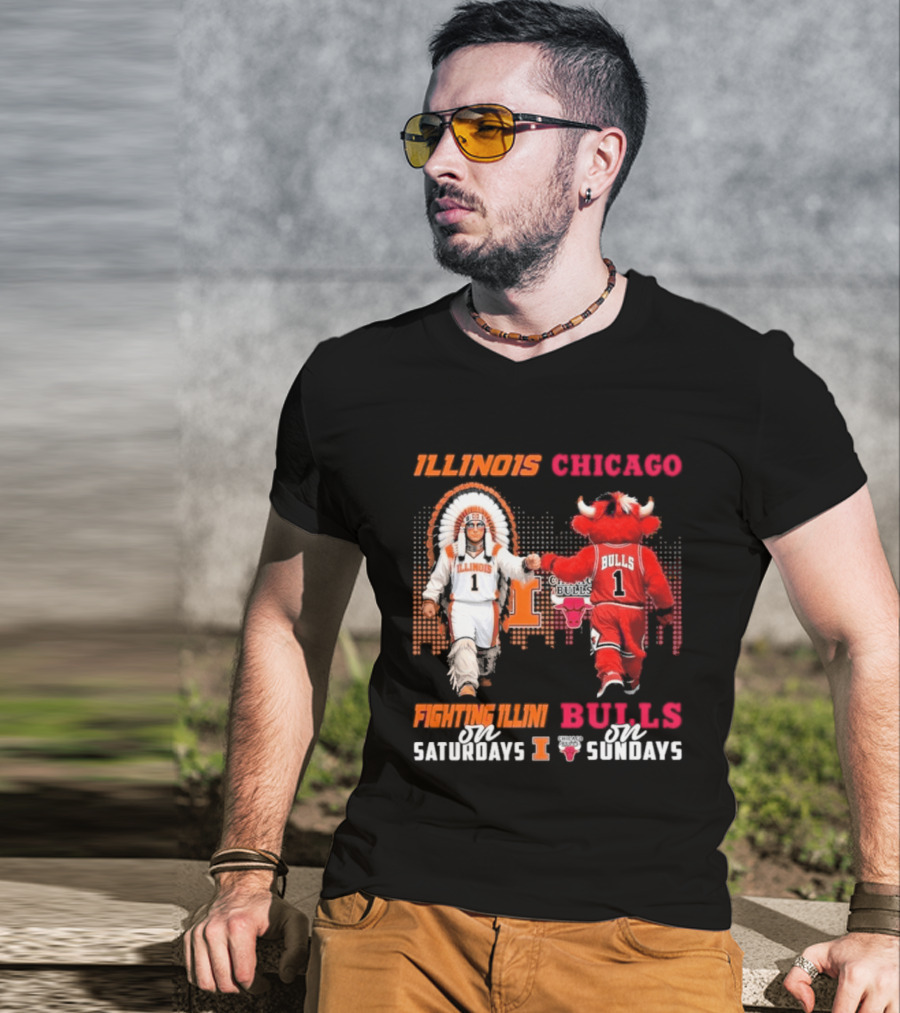 Illinois Fighting Illini On Saturdays Chicago Bulls On Sundays T-Shirt