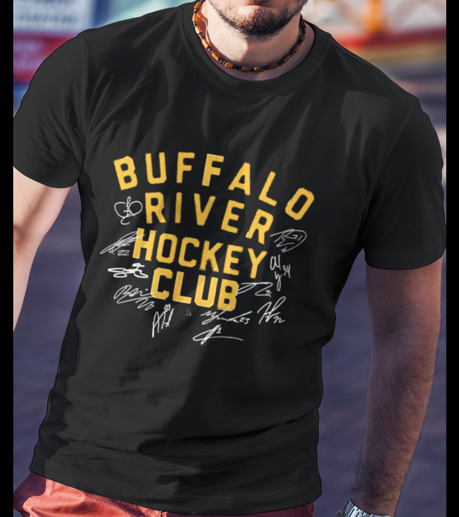 Buffalo River Hockey Club Vintage Style Graphic With White Sketch Marks T-Shirt