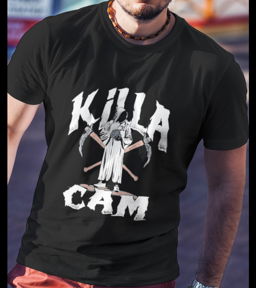 Killa Cam Schlittler New York Baseball Crossed Bats And Sickle T-Shirt