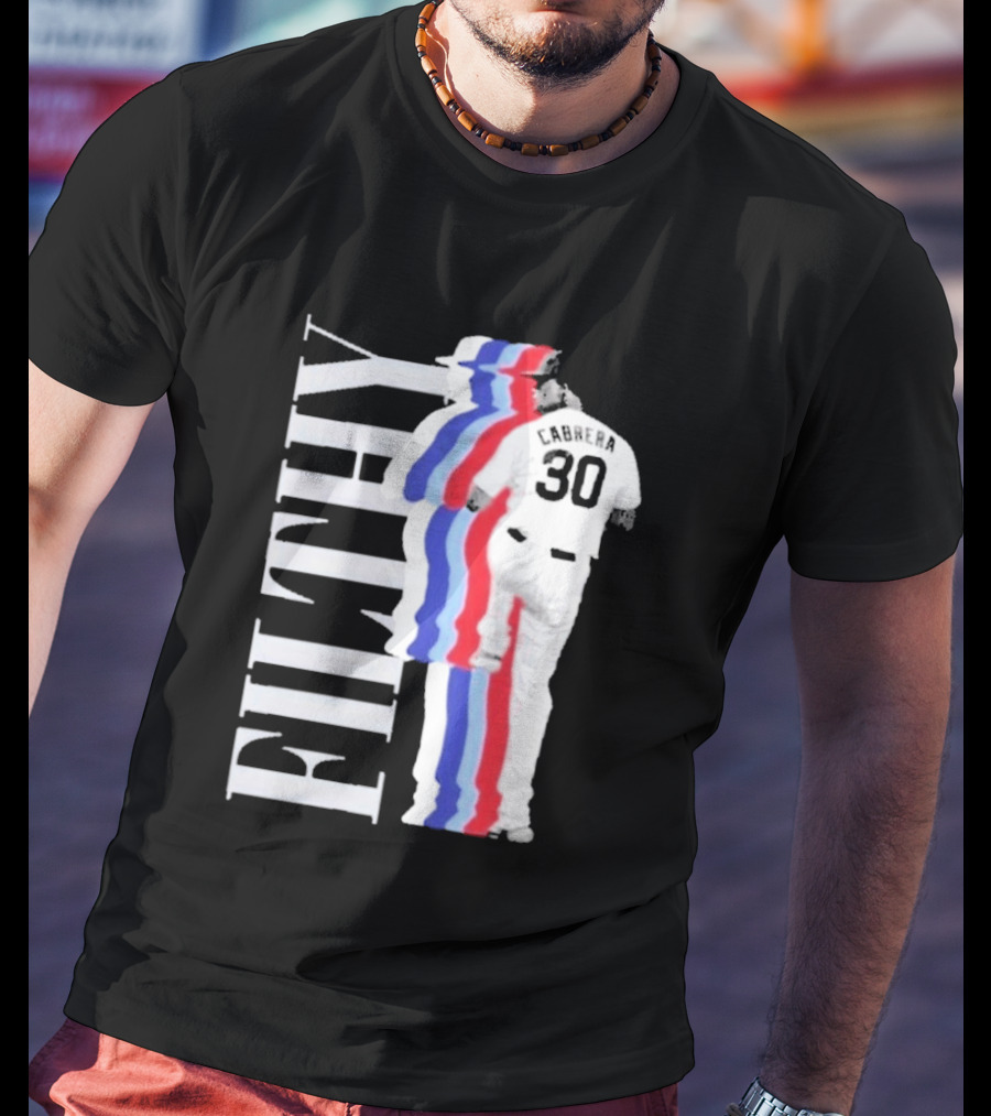 Obvious Edward Cabrera Filthy 30 Red Blue Streak Baseball T-Shirt