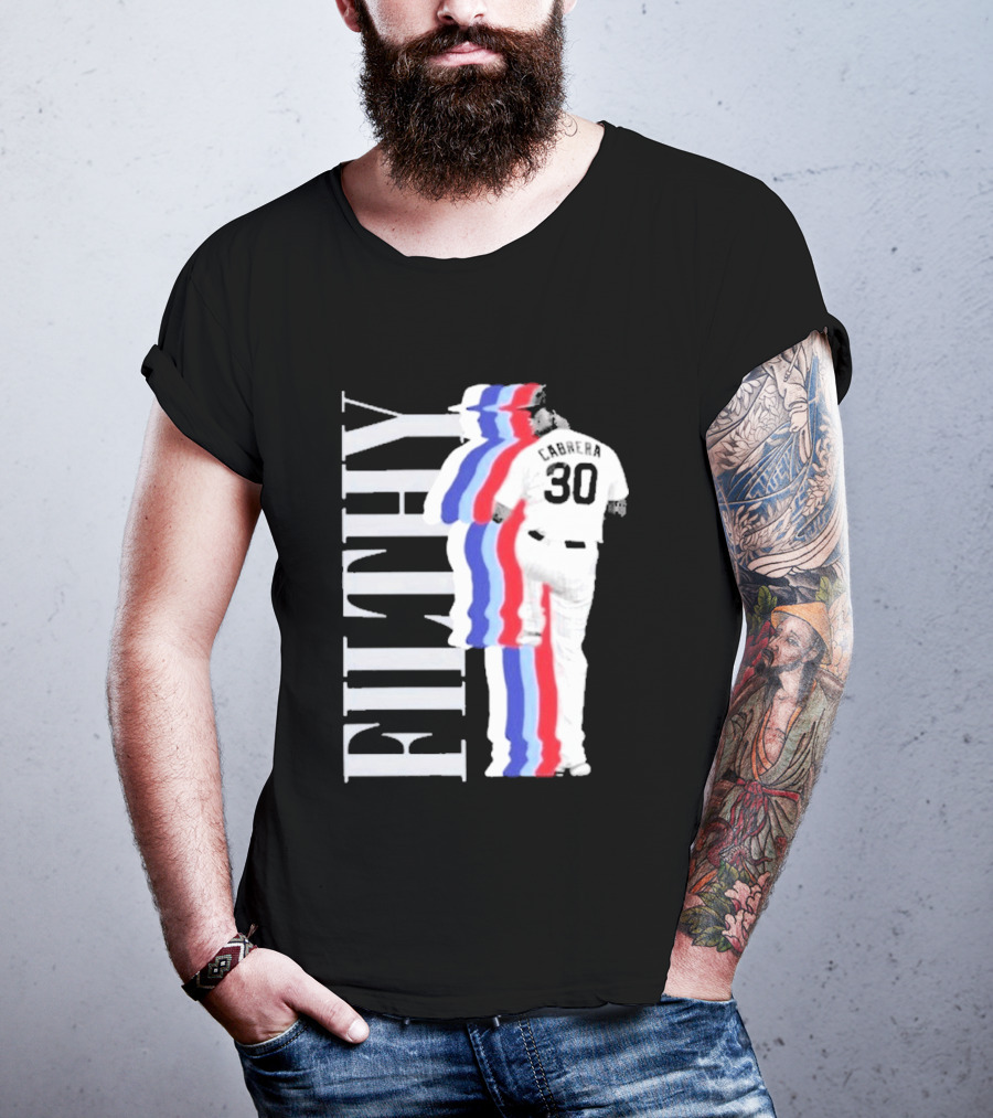 Obvious Edward Cabrera Filthy 30 Red Blue Streak Baseball T-Shirt