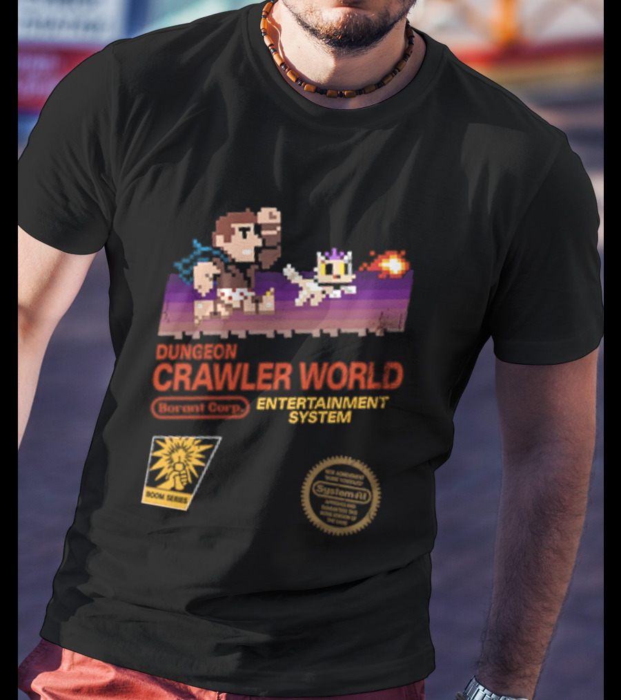 Dungeon Crawler World Entertainment System Pixel Adventure Quest Retro Game T-Shirt