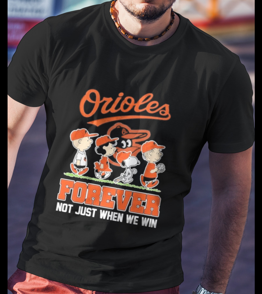 Orioles Forever Peanuts Characters Baseball Team Spirit T-Shirt