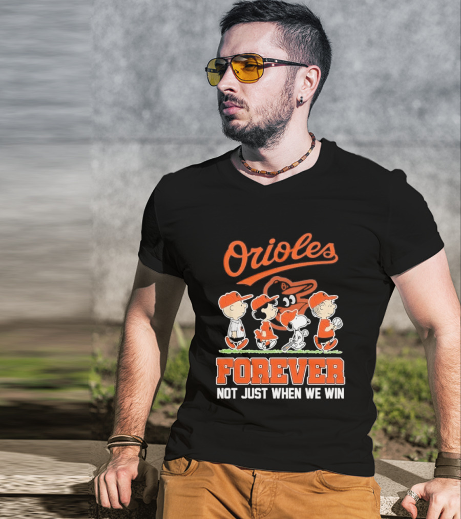 Orioles Forever Peanuts Characters Baseball Team Spirit T-Shirt