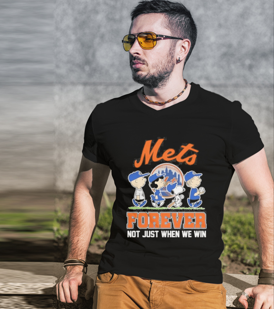 Mets Peanuts Characters Forever Not Just When We Win Baseball Collaboration T-Shirt