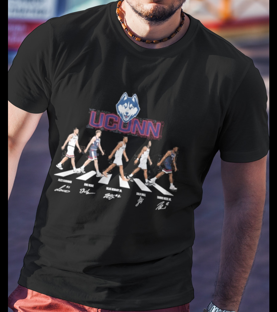 UConn Men's Basketball Abbey Road NCAA Tournament Player Signatures T-Shirt